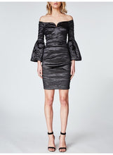 Load image into Gallery viewer, TECHNO METAL FLARE SLEEVE DRESS

